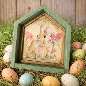 Rustic Green Bunny Wall Art